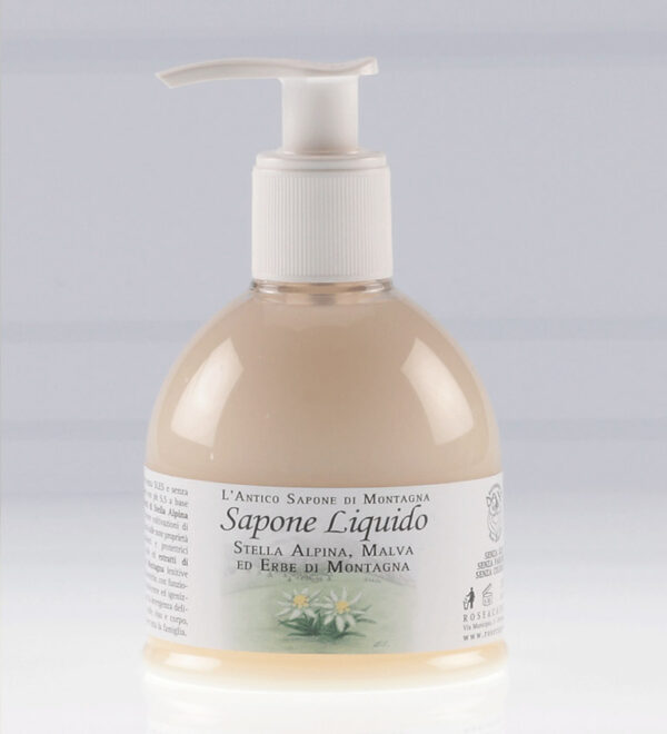 Sapone liquido alla stella alpina,malva e erbe di montagna 250 ml